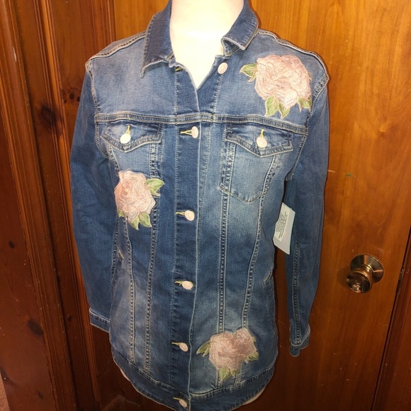 Lularoe jaxon floral roses jean jacket small s - Picture 1 of 4